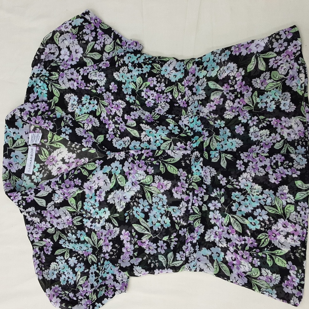 Sag Harbor Sheer Floral Print Blouse Size Medium